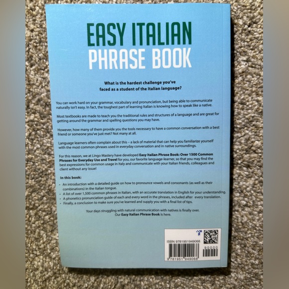 Easy Italian Phrase Book: Over 1500 Common - Paperback, by Lingo Mastery - NEW - Picture 2 of 5